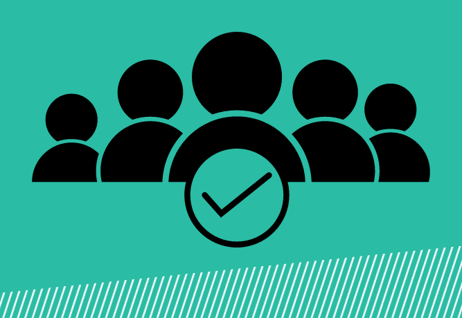 A 5 people icon on a horizontal plane