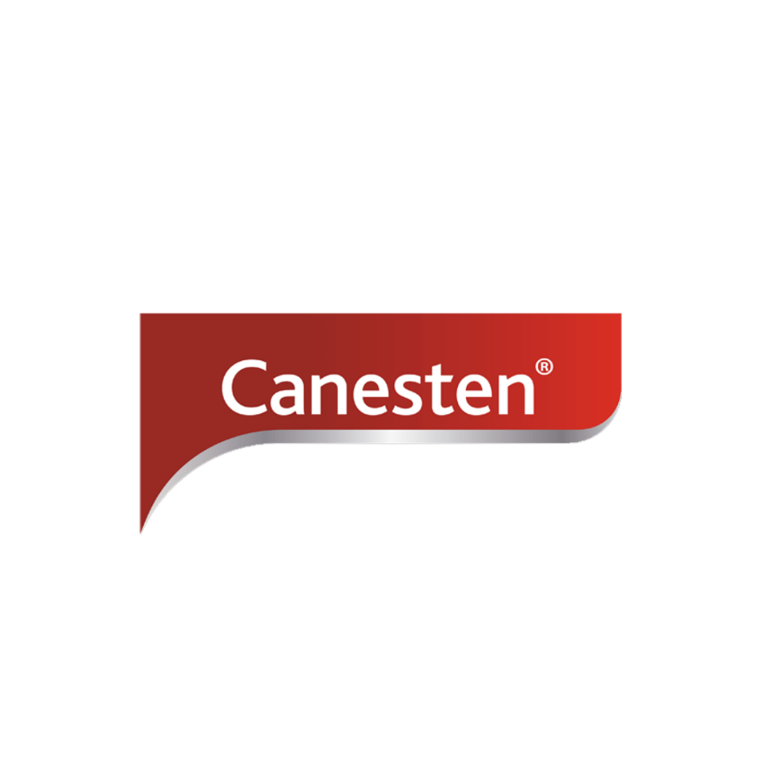 Canesten logo in red and white