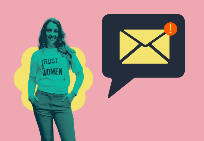 Young woman wearing a trust in women t shirt